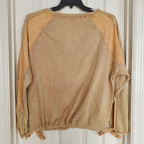 Oli & Hali Tan Tie Dye Lace Sleeve Sweatshirt Pullover Women's Size Medium - Picture 11 of 11